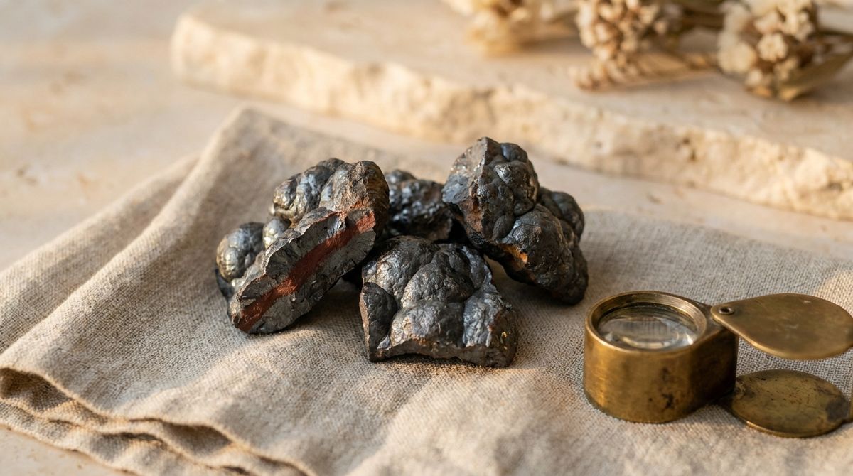 Hematite Meaning: The Blood-Streak Stone Behind Jewelry That's Rarely Really Magnetic — editorial still-life cover photograph