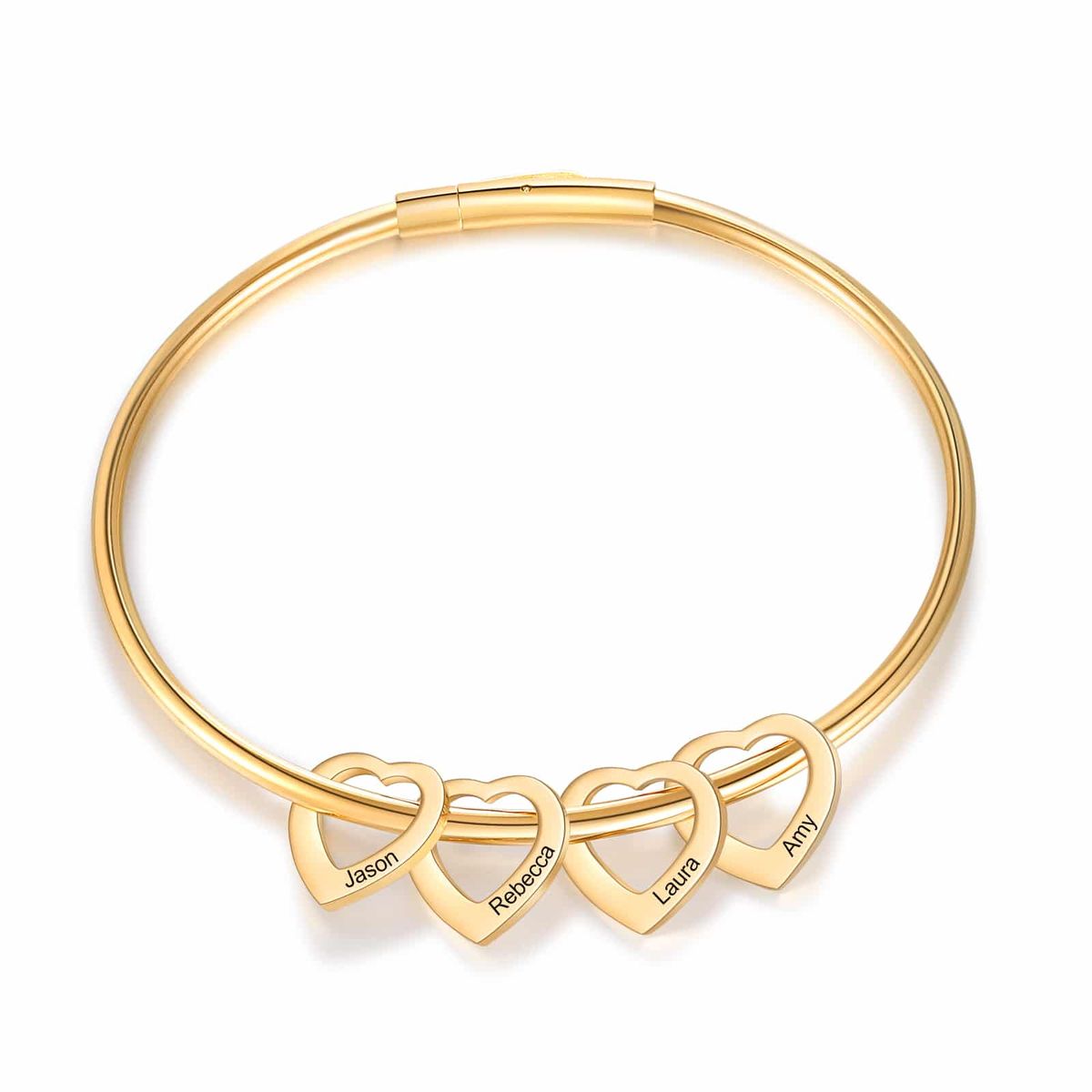 Personalized gold bracelet for mom engraved with kids' names