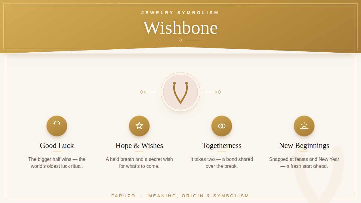 The wishbone symbol — good luck, hope, togetherness and new beginnings, a FARUZO jewelry symbolism guide