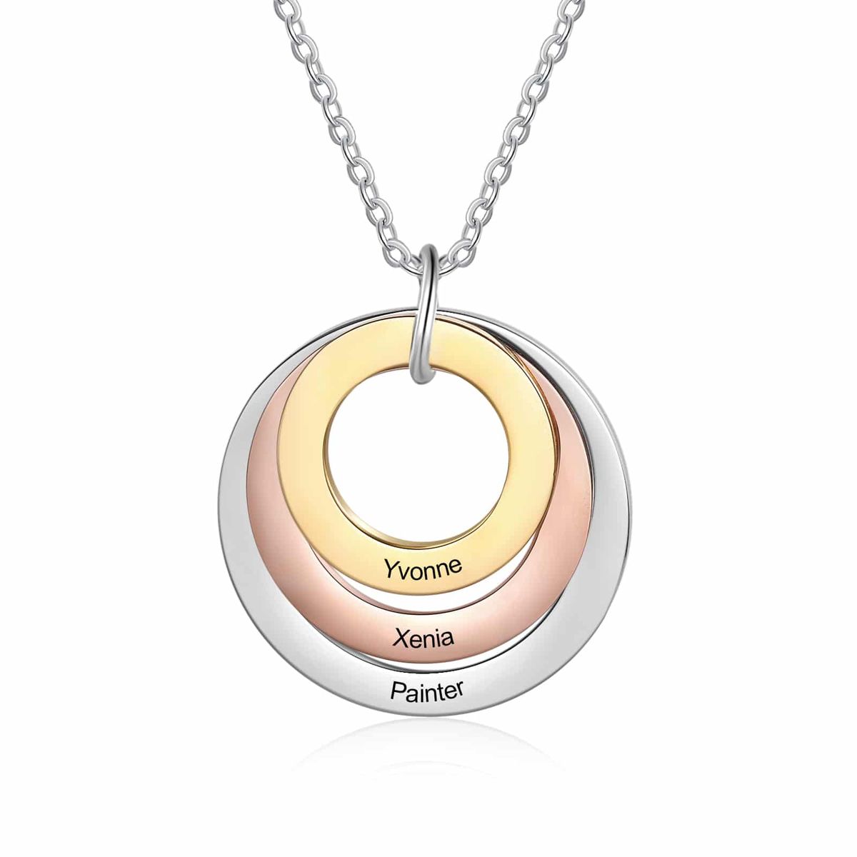 Personalized gold mom necklace with engraved kids' names