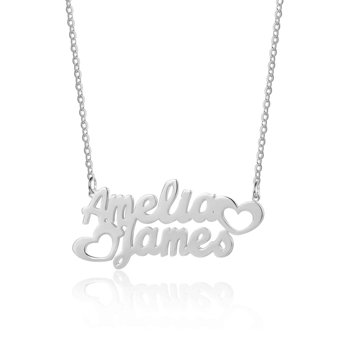 A two-name necklace carrying both partners' names — an anniversary gift for the couple