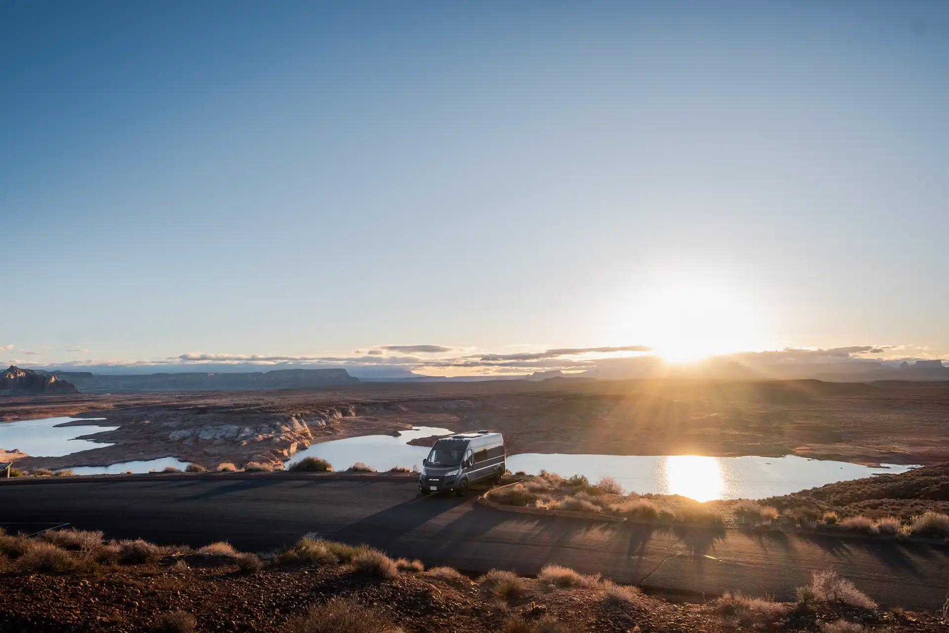 DM Vans camper van parked in a stunning mountain landscape