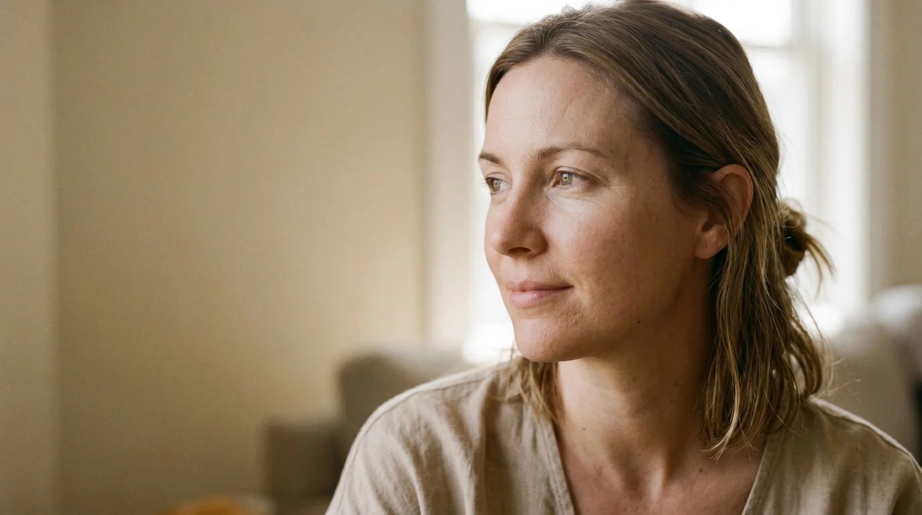 Dry skin — calm portrait, hydrated skin