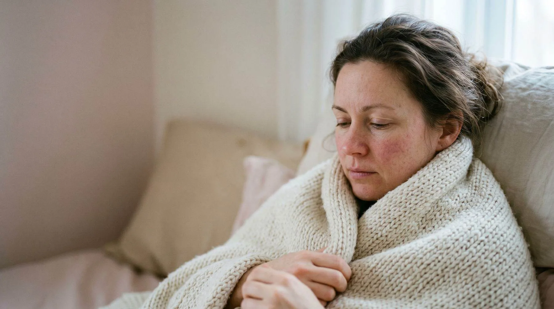 Sensitive skin when sick — resting in a soft blanket