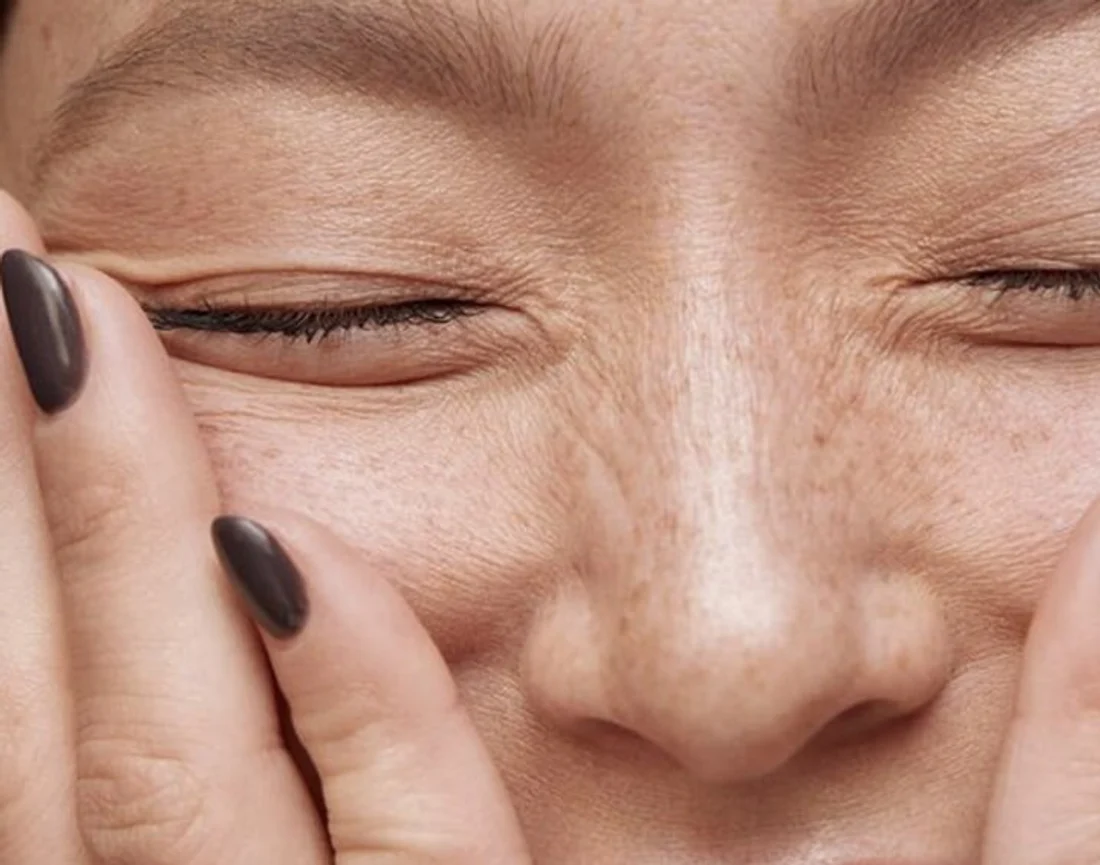 Close-up of skin in bright natural light