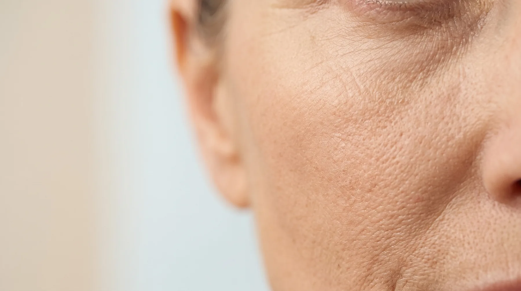 Mature, menopausal skin, close up — PROVEN personalized skincare