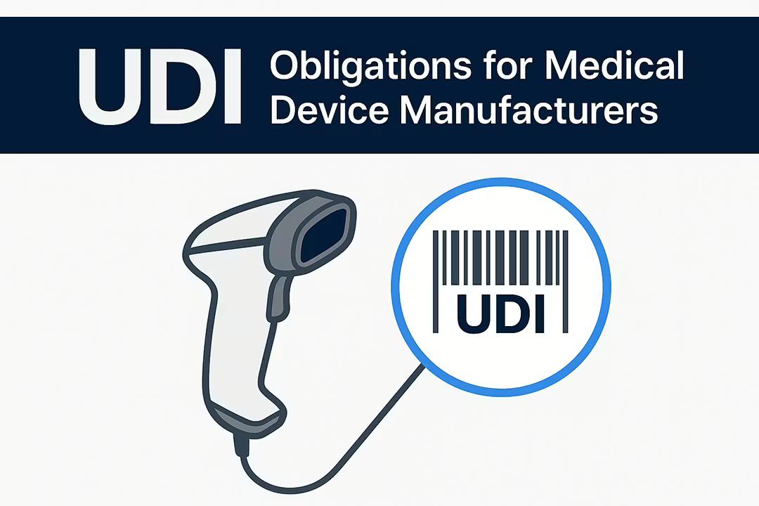 UDI barcode scanner with UDI title: UDI obligations for medical device manufacturers