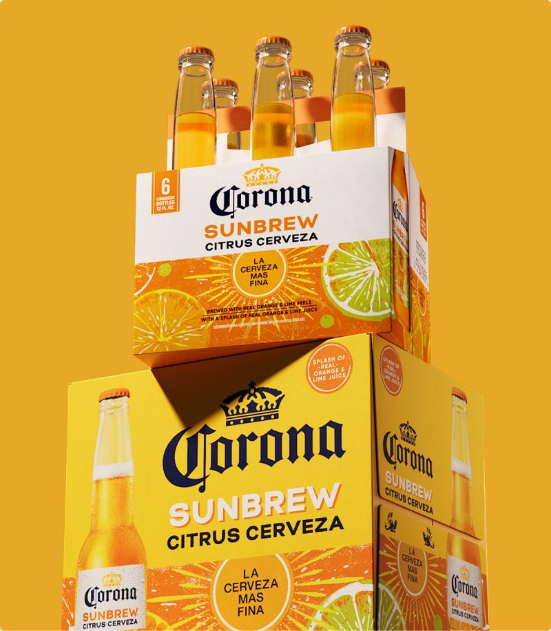 Corona Sunbrew Citrus Cerveza six-pack with Latin street art illustration — brand identity by Beardwood