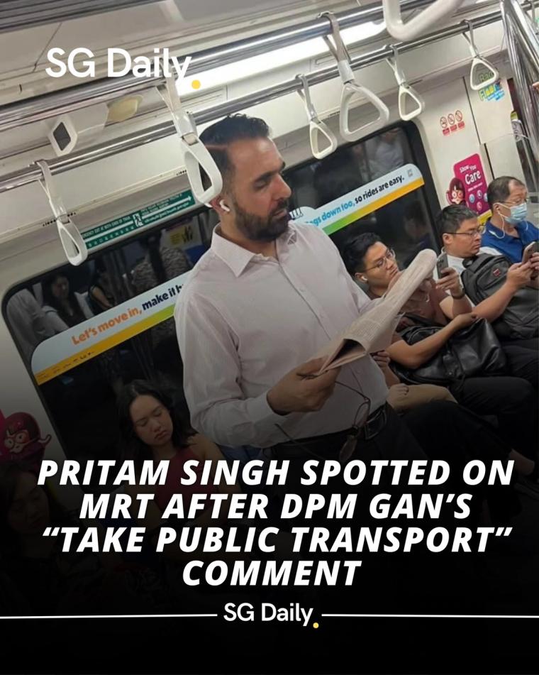 Pritam Singh spotted on MRT after call to take public transport