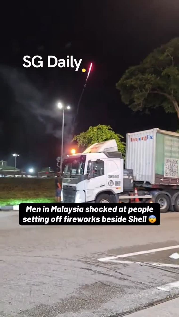 Fireworks set off beside Shell station in Malaysia