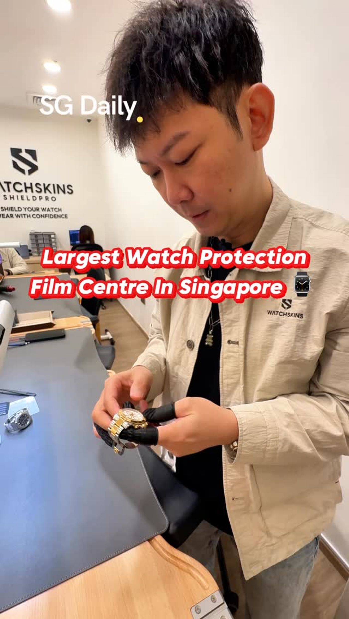 Watchskins applies protective film to luxury watches at Far East Plaza