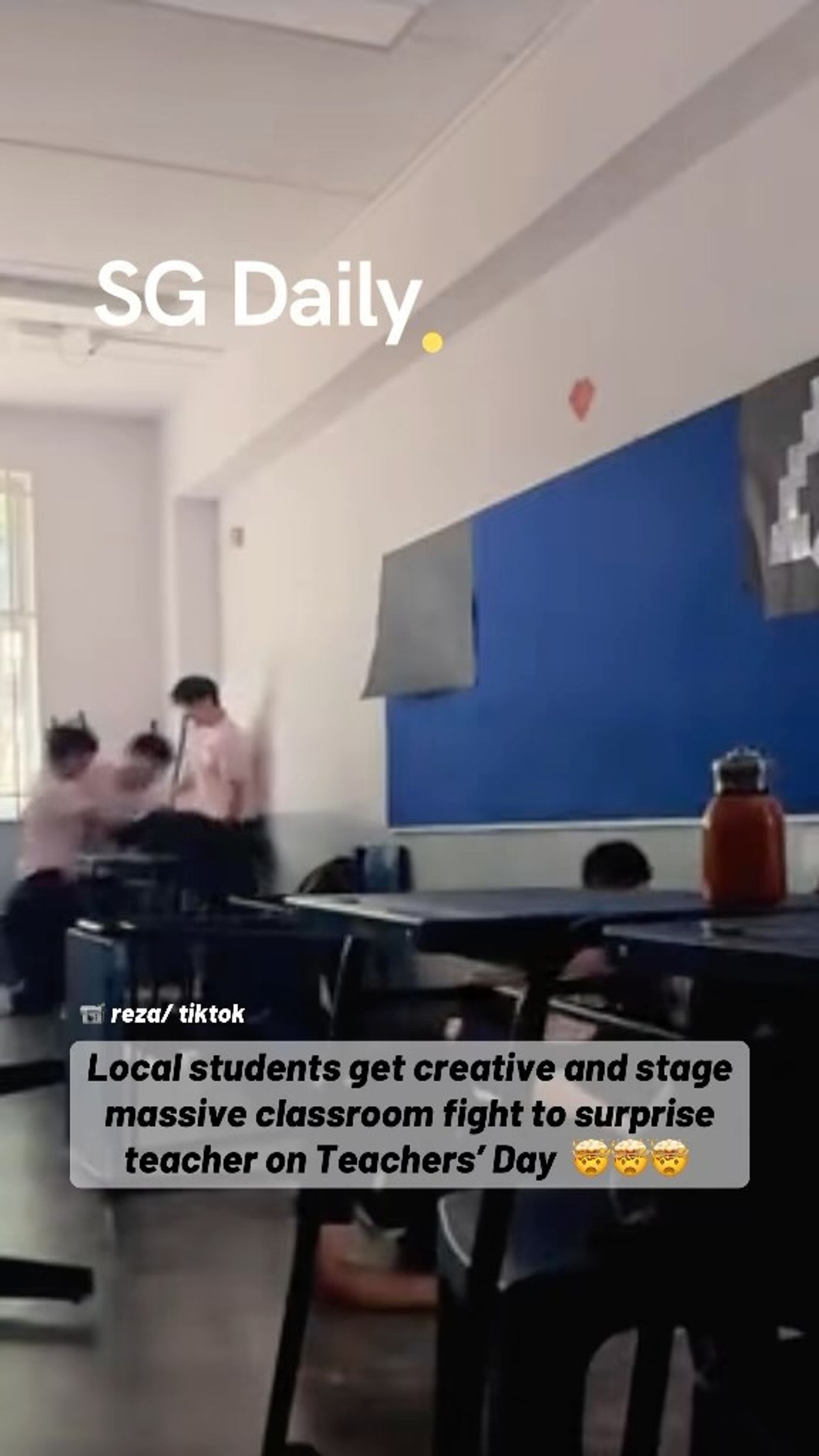 Local students stage massive classroom fight to surprise teacher on Teachers' Day