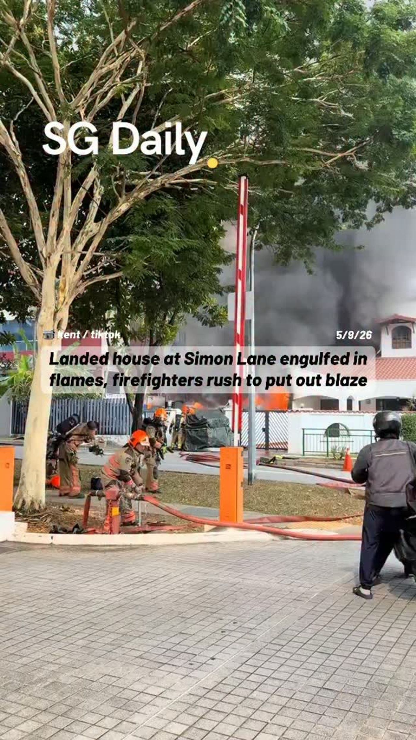 Landed house at Simon Lane engulfed in flames, firefighters rush to put out blaze