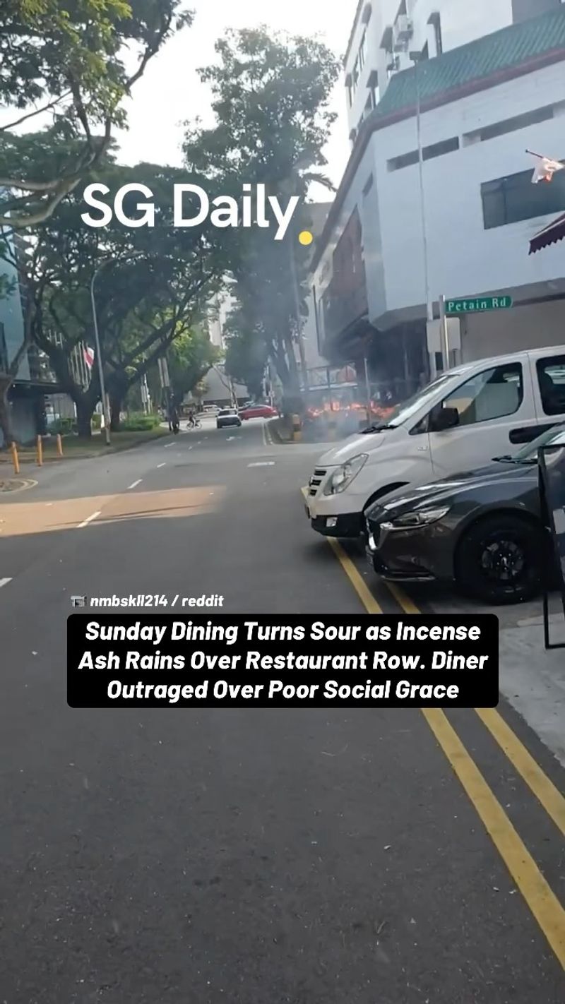 Sunday dining turns sour as incense ash rains over restaurant row