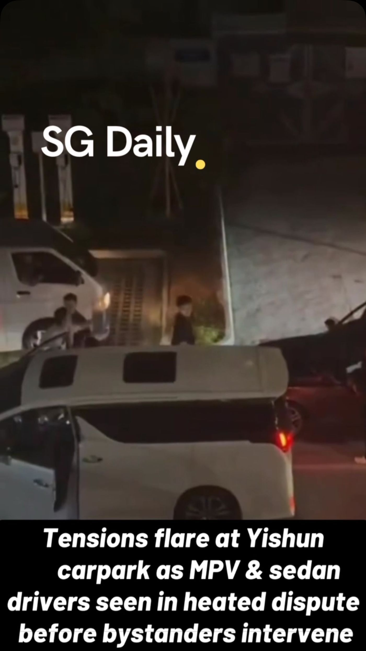 Tensions Flare at Yishun Carpark as MPV and Sedan Drivers Argue
