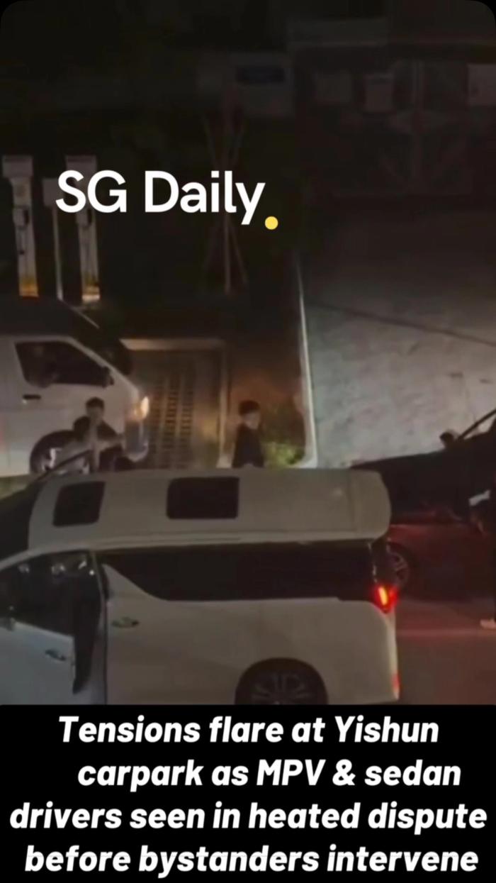 Tensions Flare at Yishun Carpark as MPV and Sedan Drivers Argue