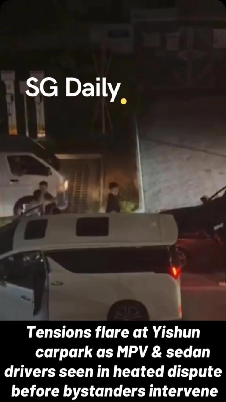 Tensions Flare at Yishun Carpark as MPV and Sedan Drivers Argue
