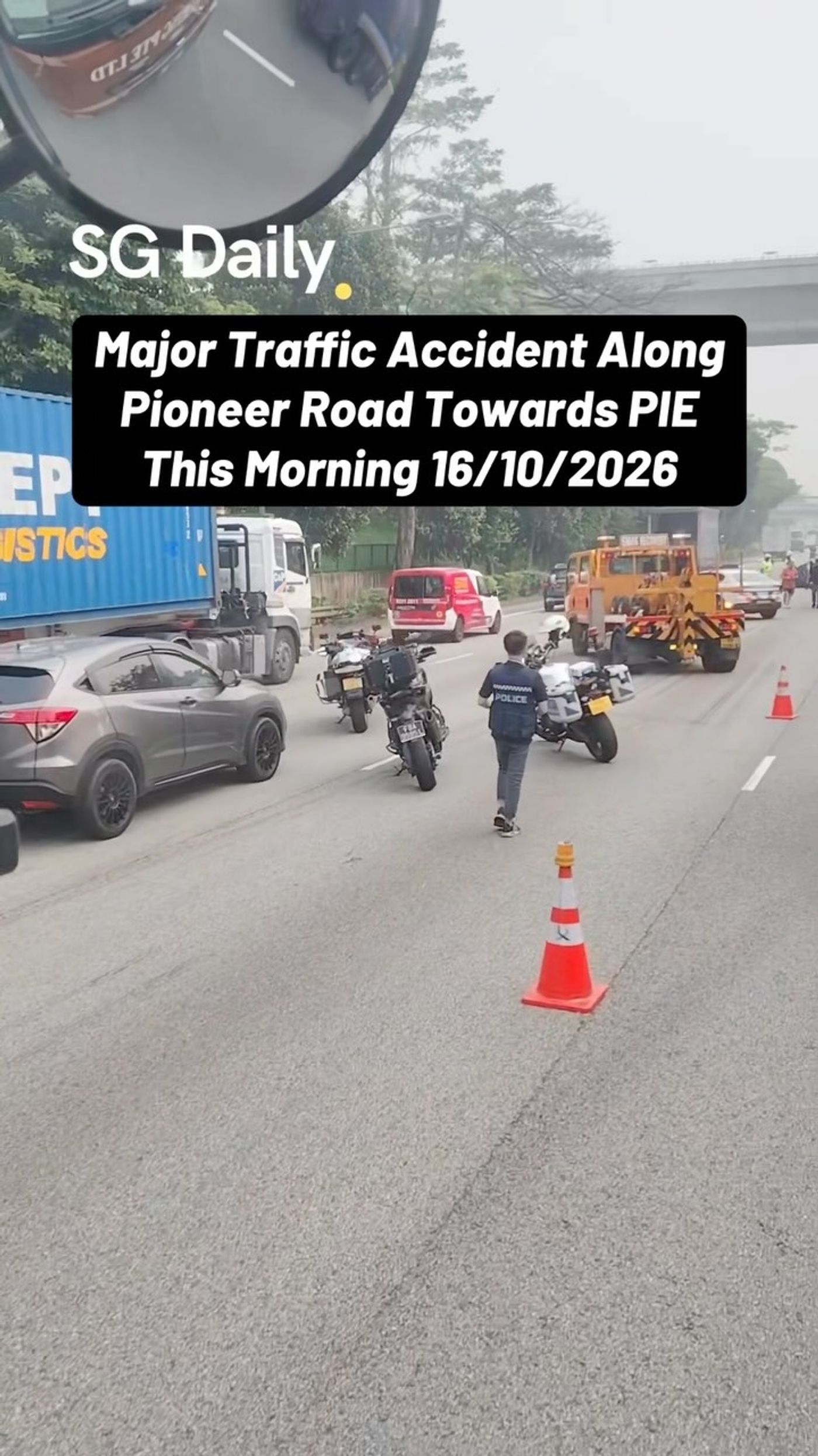 Major traffic accident along Pioneer Road towards PIE on 16 October 2026