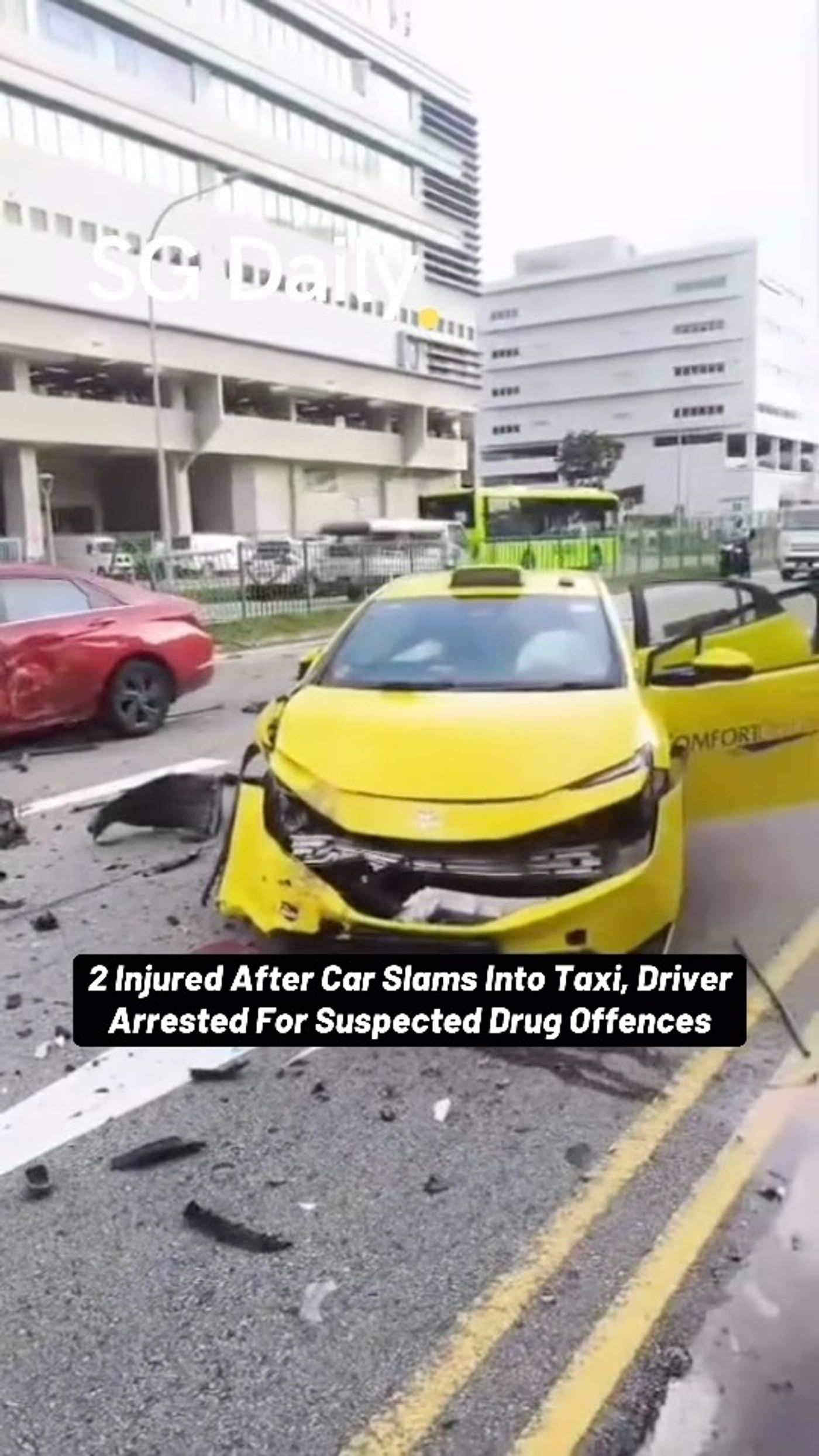 2 injured after car hits taxi near Bendemeer MRT, driver arrested for suspected drug offences