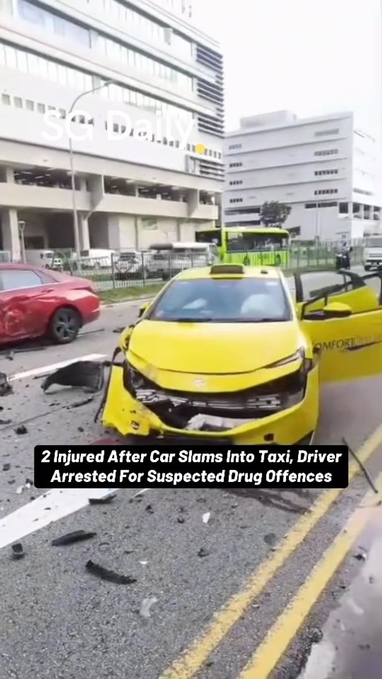 2 injured after car hits taxi near Bendemeer MRT, driver arrested for suspected drug offences