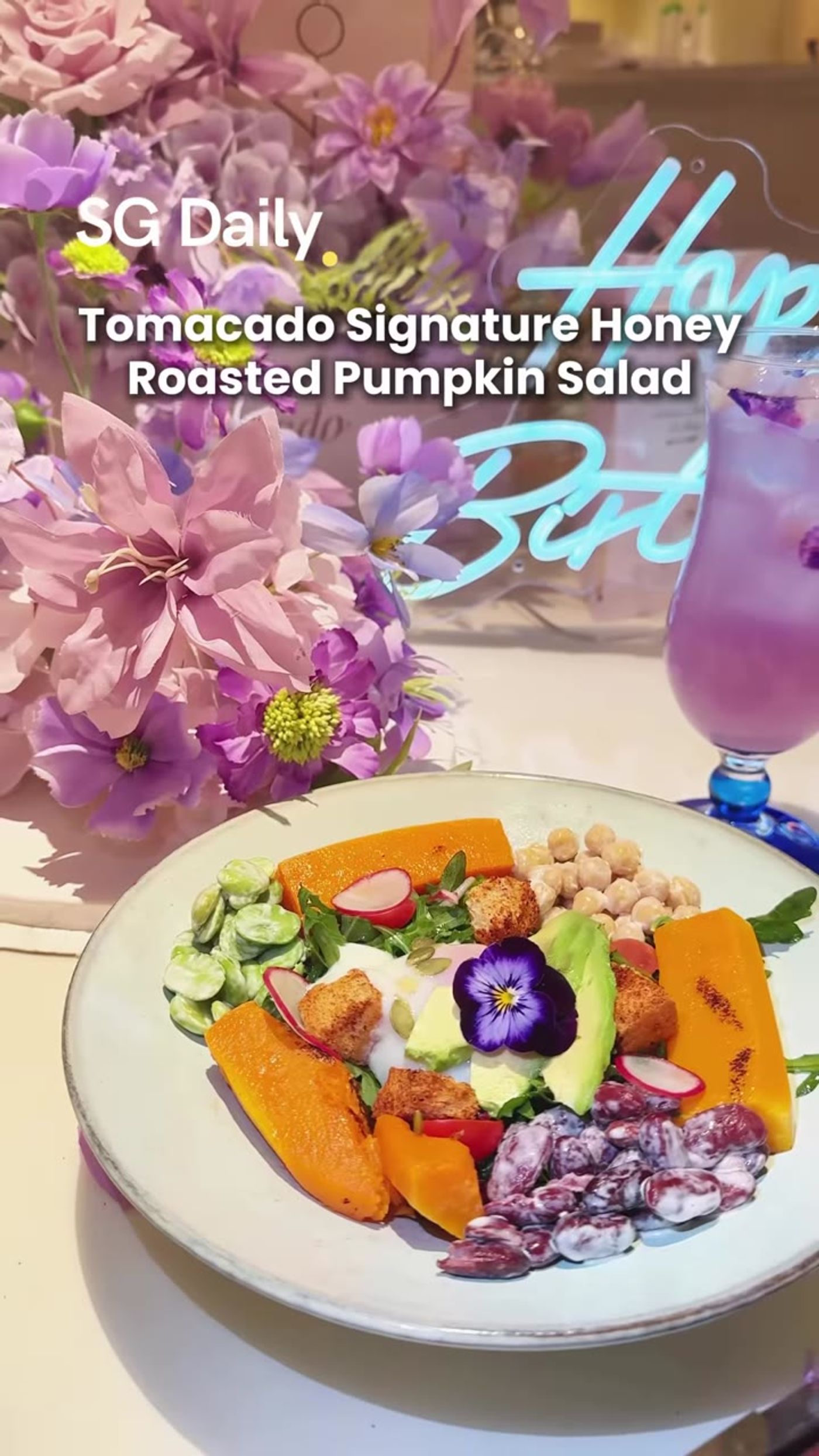 Tomacado's signature honey roasted pumpkin salad