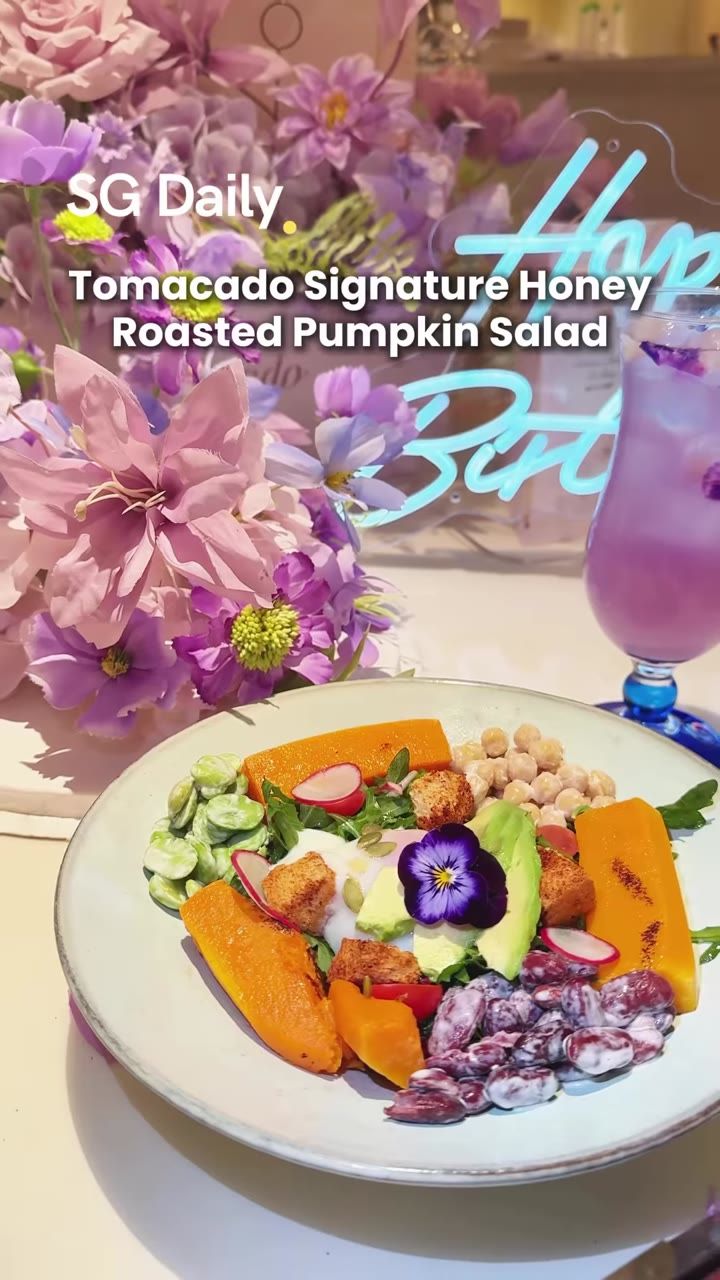 Tomacado's signature honey roasted pumpkin salad