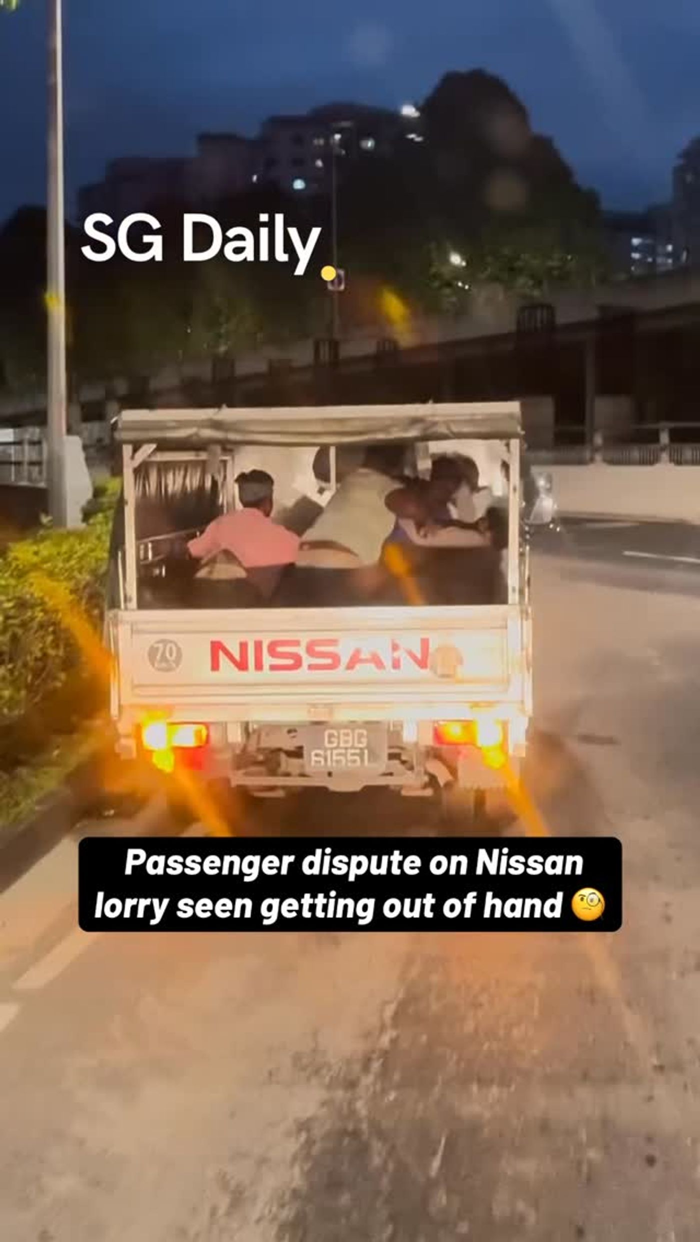 Passenger dispute on Nissan lorry seen getting out of hand