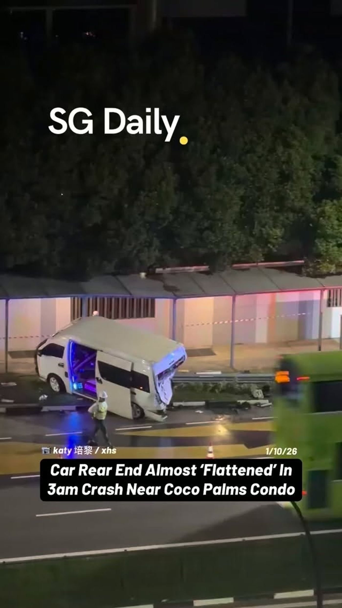 Car Rear End Almost 'Flattened' in 3am Crash Near Coco Palms Condo