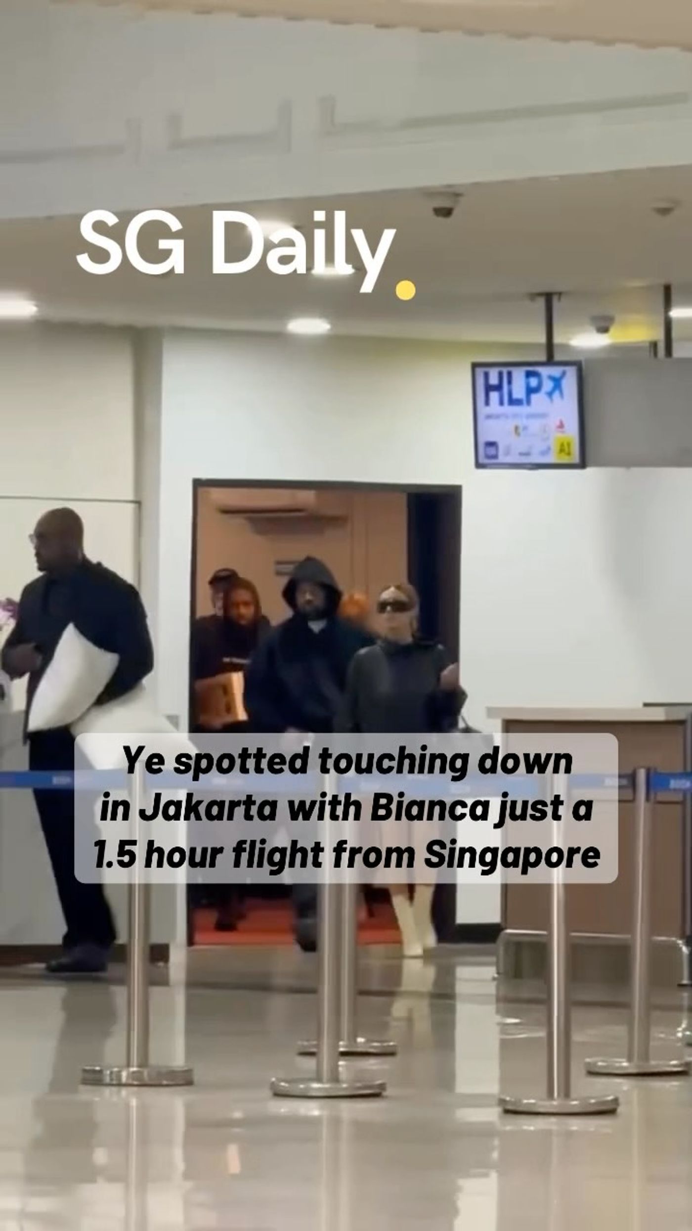 Ye spotted touching down in Jakarta with Bianca