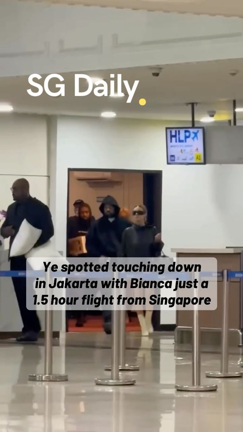 Ye spotted touching down in Jakarta with Bianca