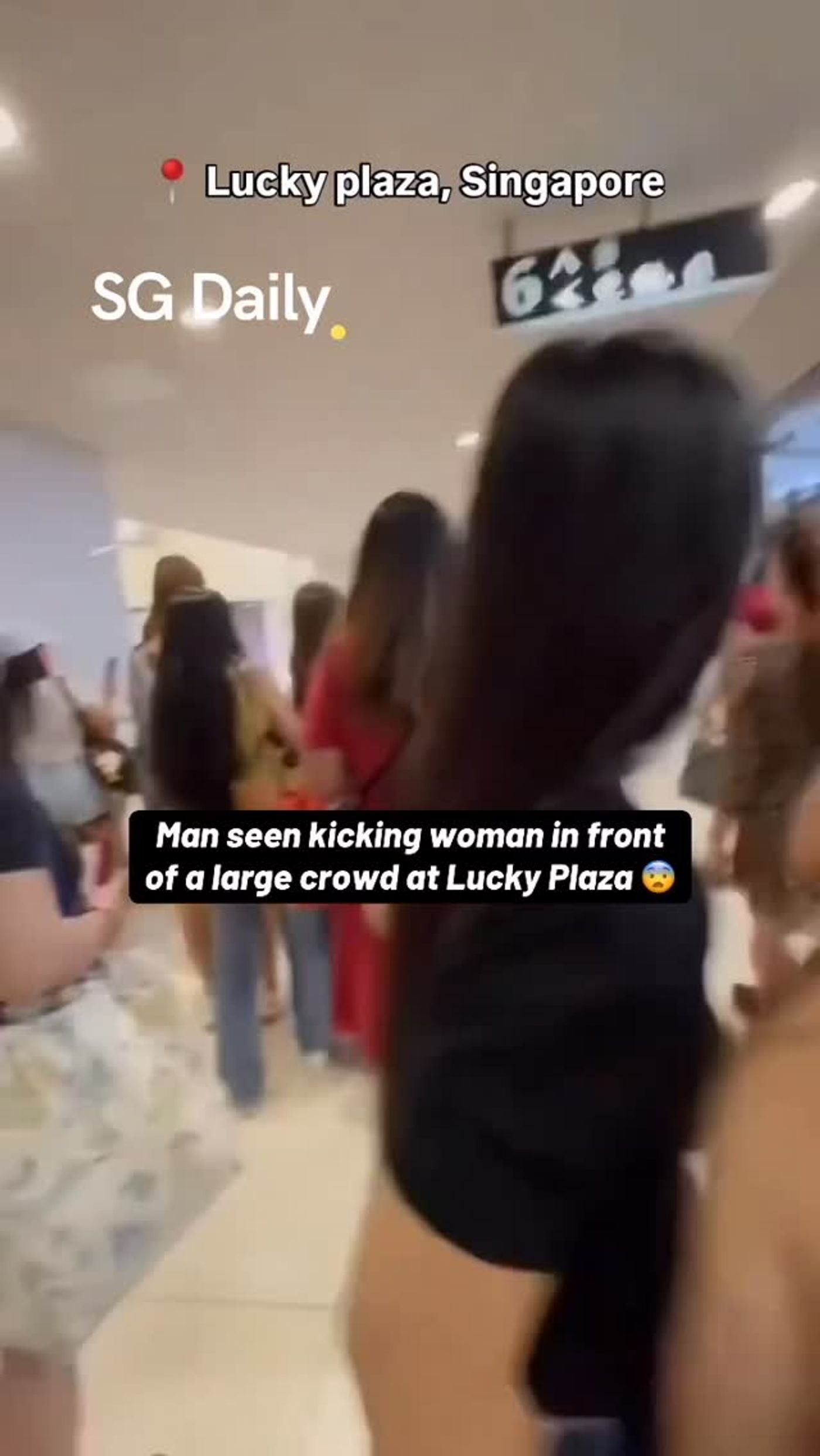 Man seen kicking woman in front of a large crowd at Lucky Plaza
