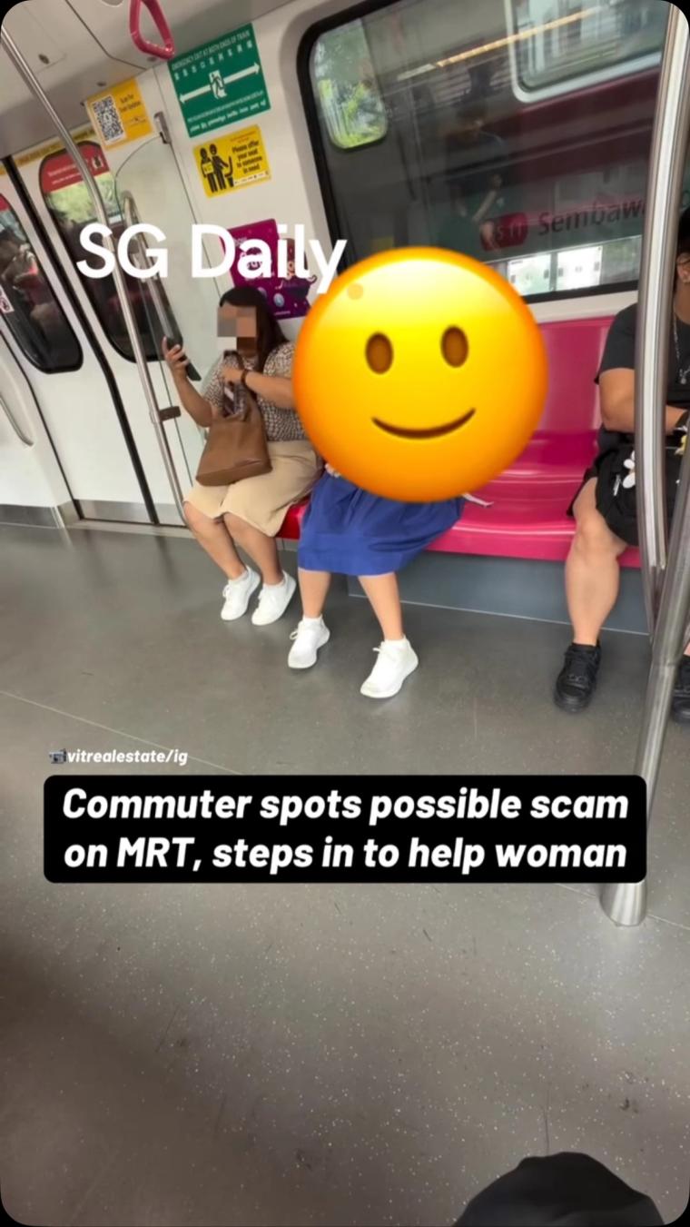 Commuter spots possible MRT scam and steps in to help woman