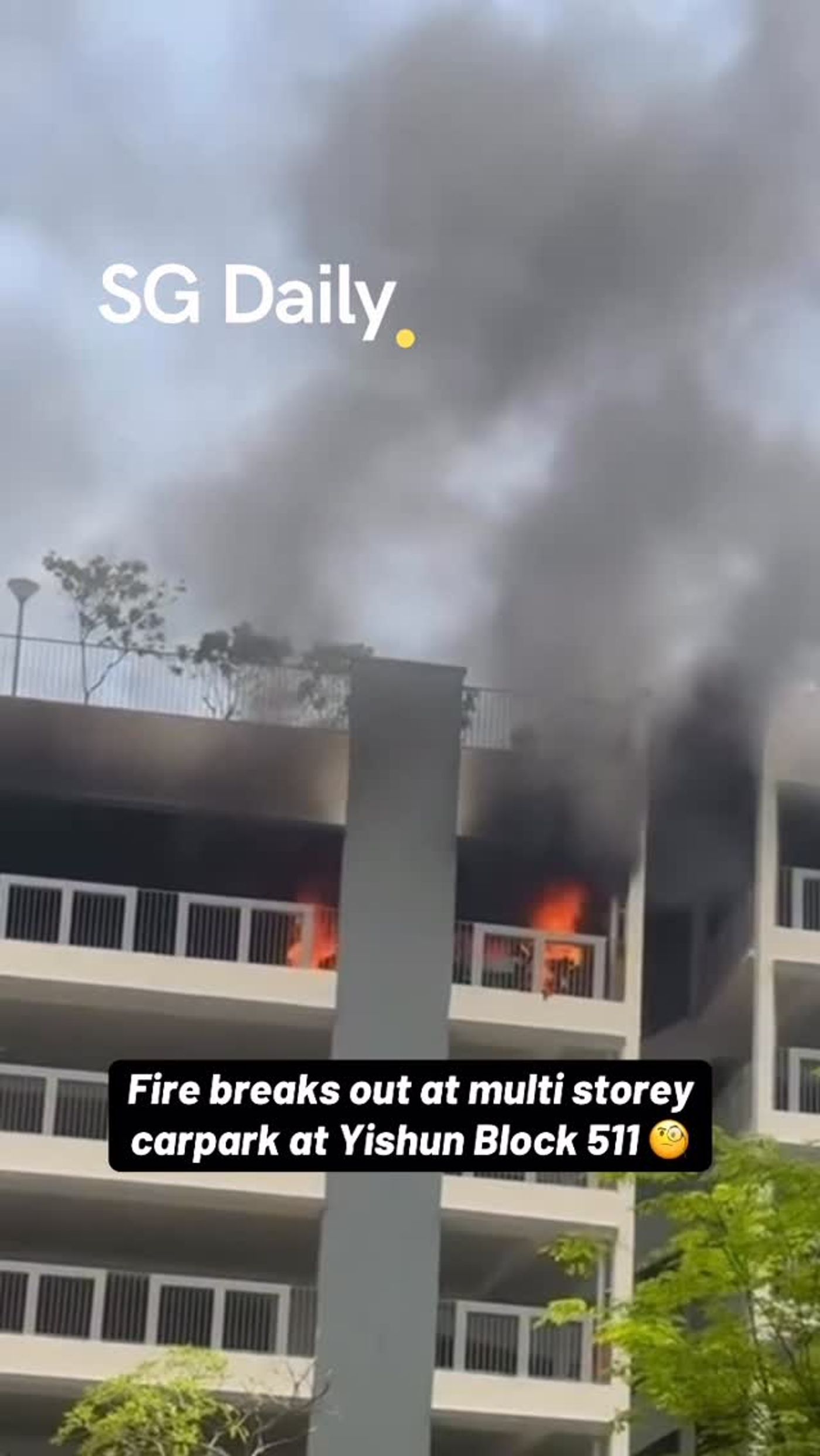Car catches fire in Yishun HDB car park, no injuries reported