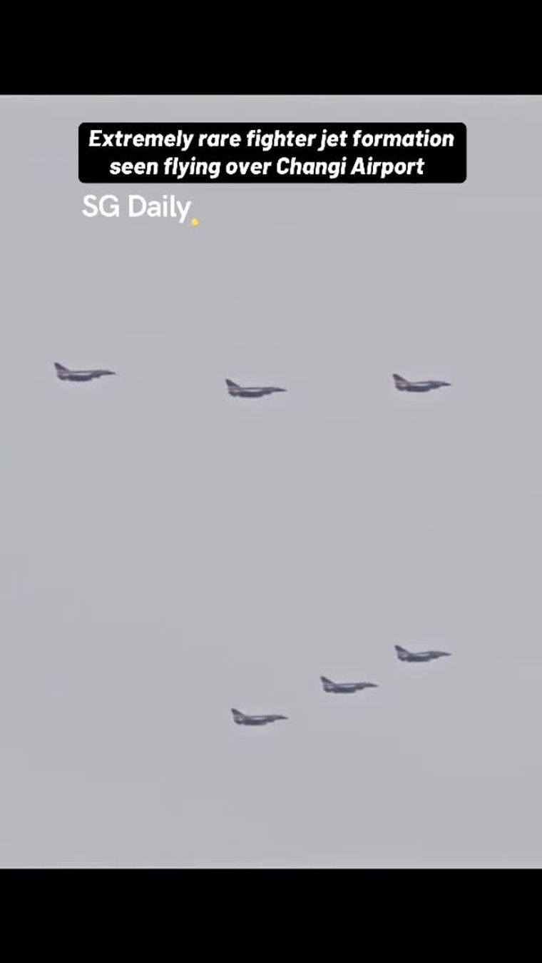 Extremely rare fighter jet formation seen flying over Changi Airport