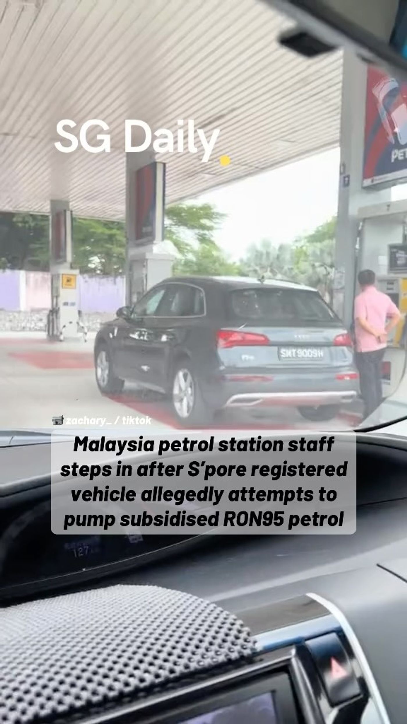 Petrol station staff stops Singapore car from pumping subsidised RON95