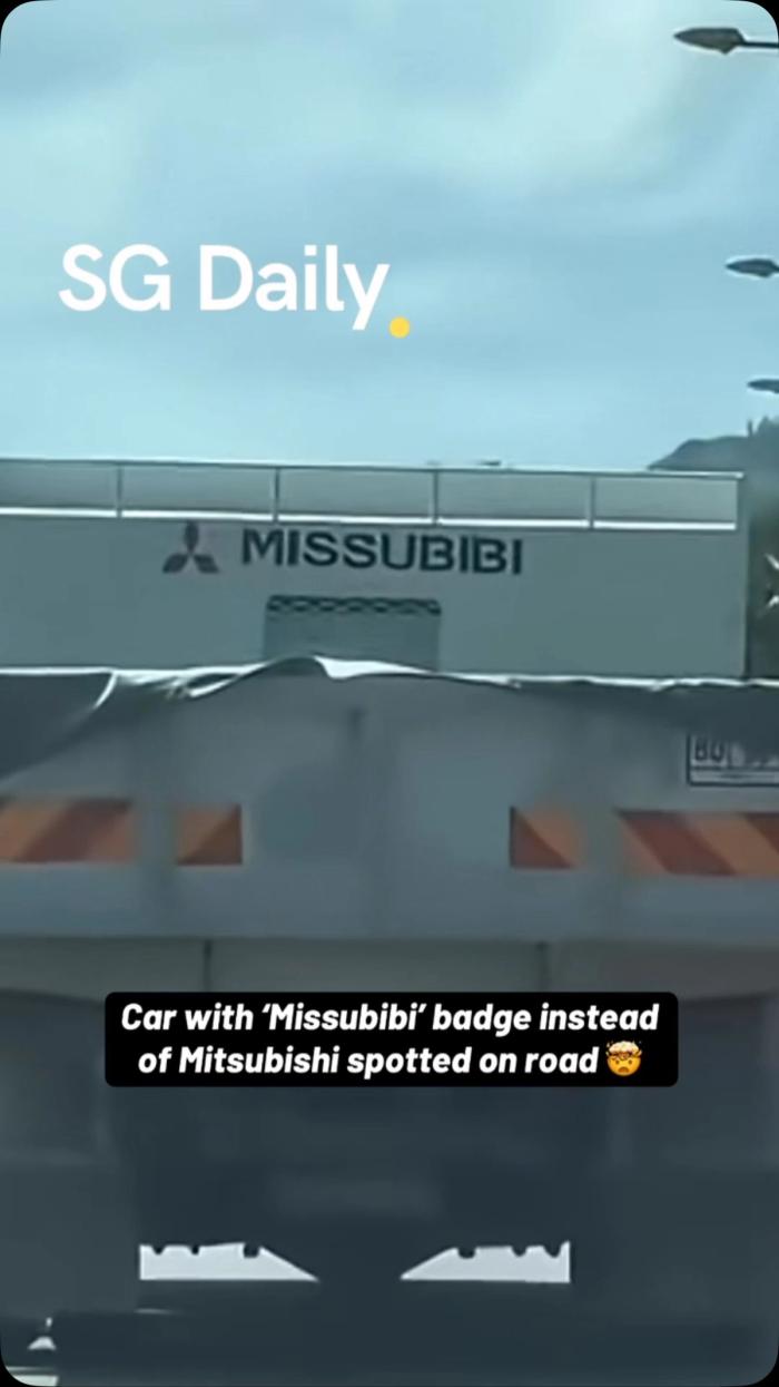 Car with 'Missubibi' badge instead of Mitsubishi spotted on road