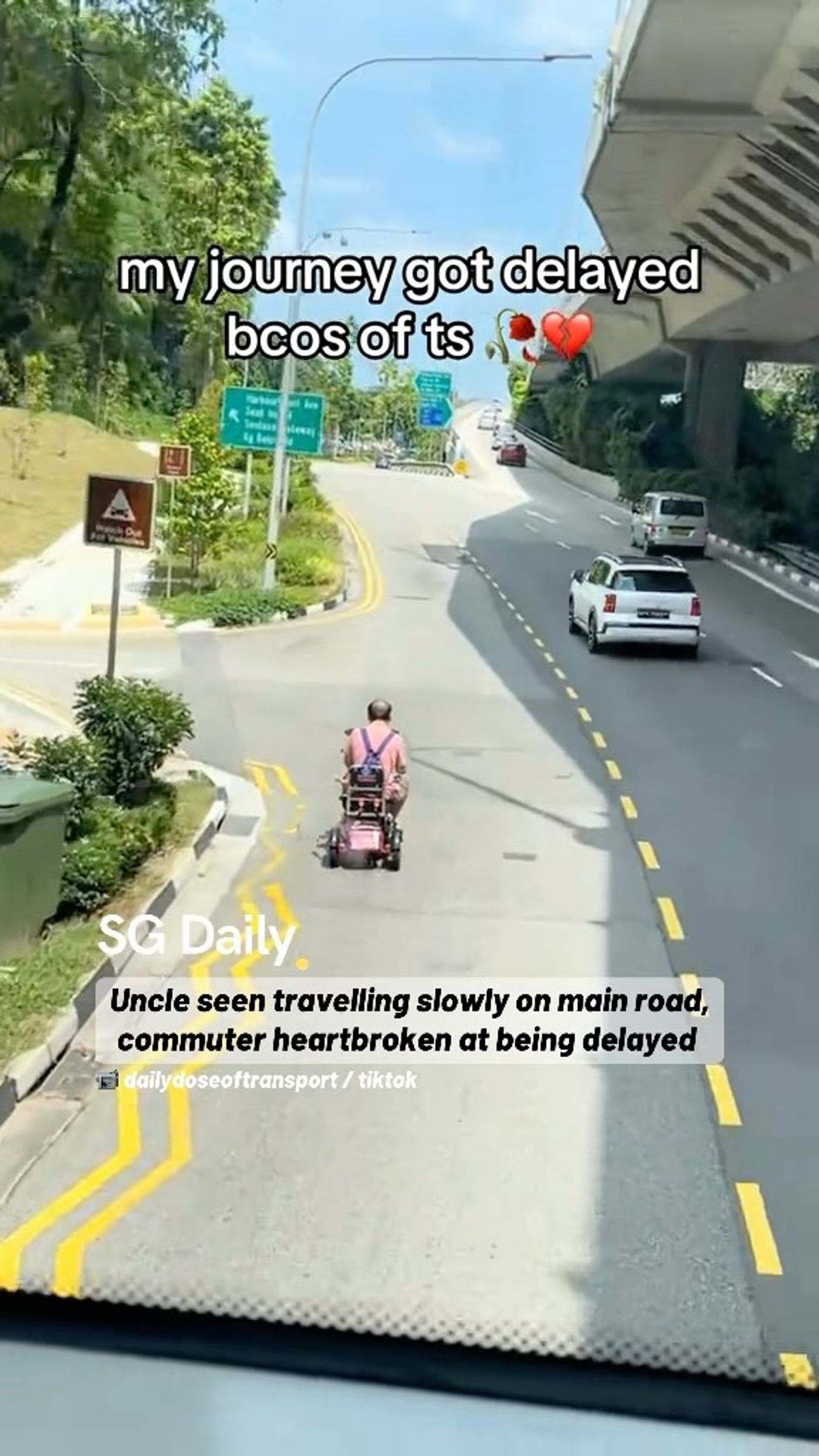 Uncle seen travelling slowly on main road, commuter delayed