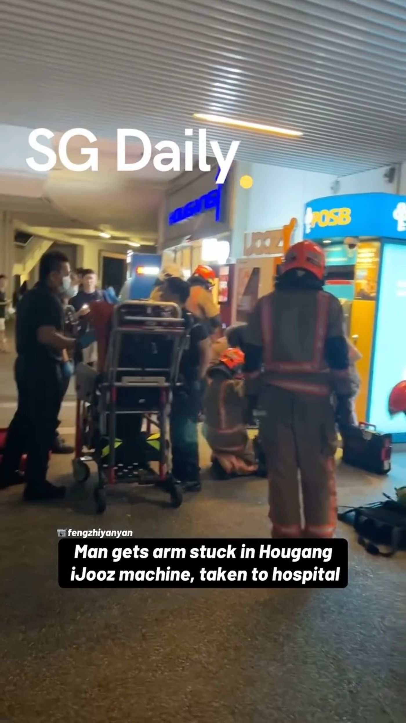 Man gets arm stuck in Hougang iJooz machine, taken to hospital