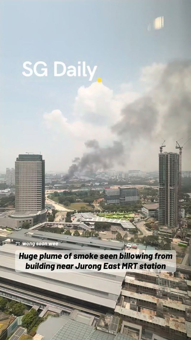 Huge plume of smoke seen billowing from building near Jurong East MRT station