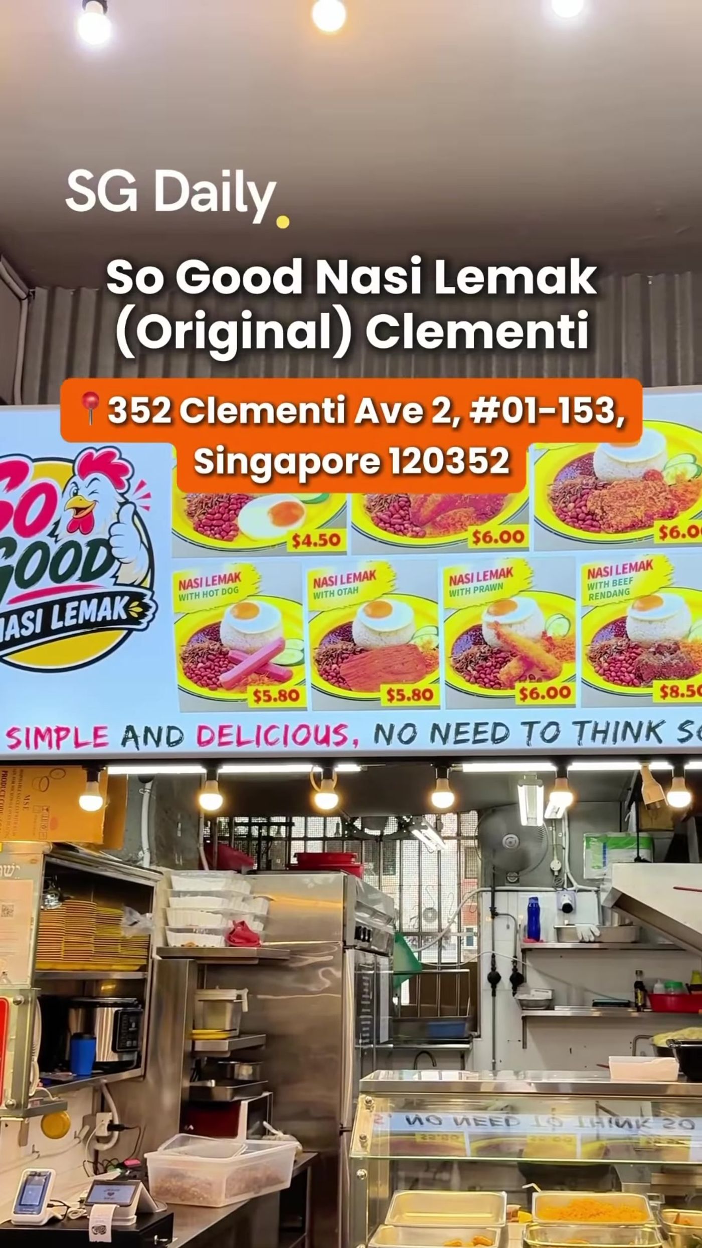 So Good Nasi Lemak menu and Clementi address
