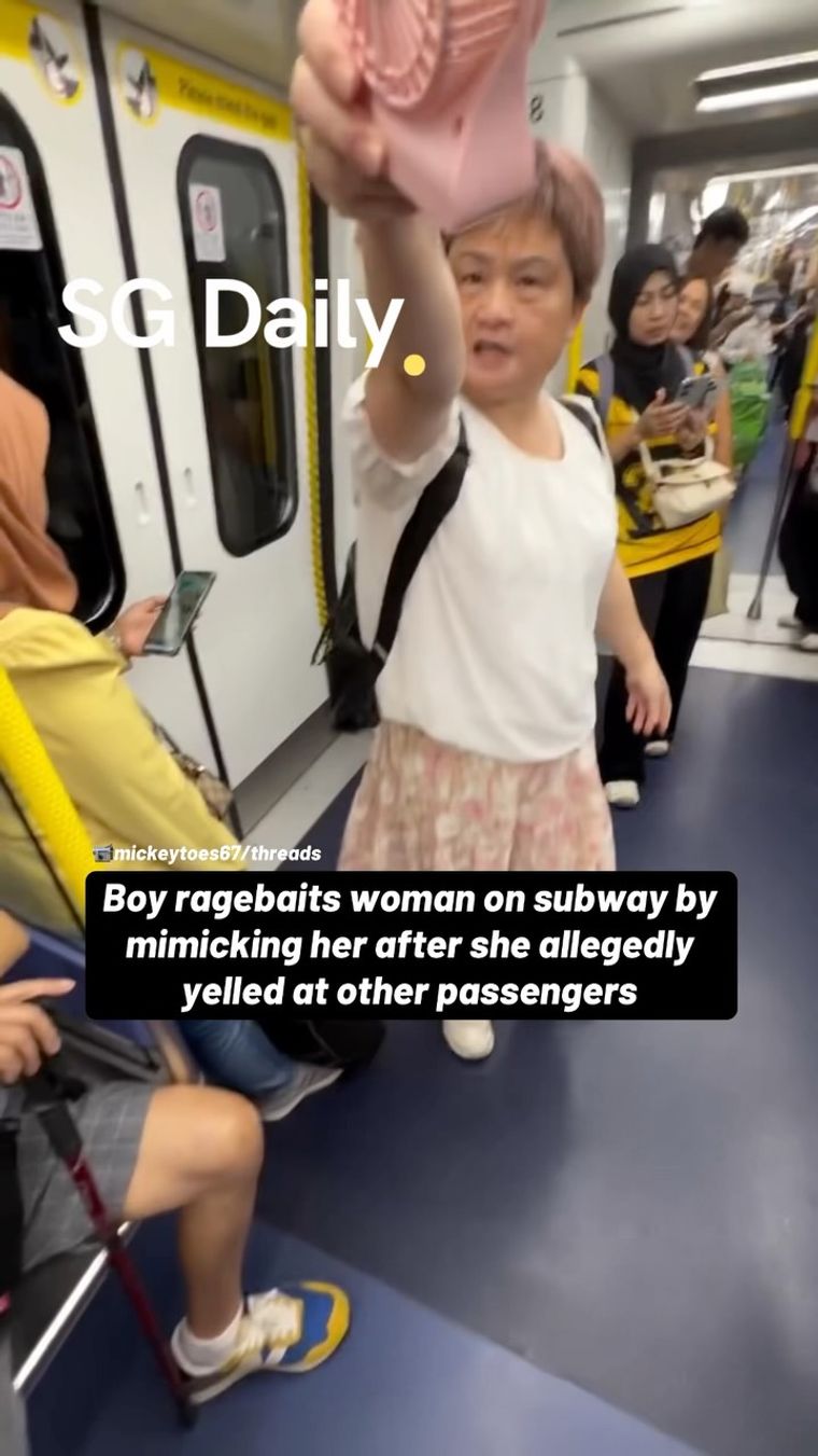 Young man mimics woman during Hong Kong MTR dispute