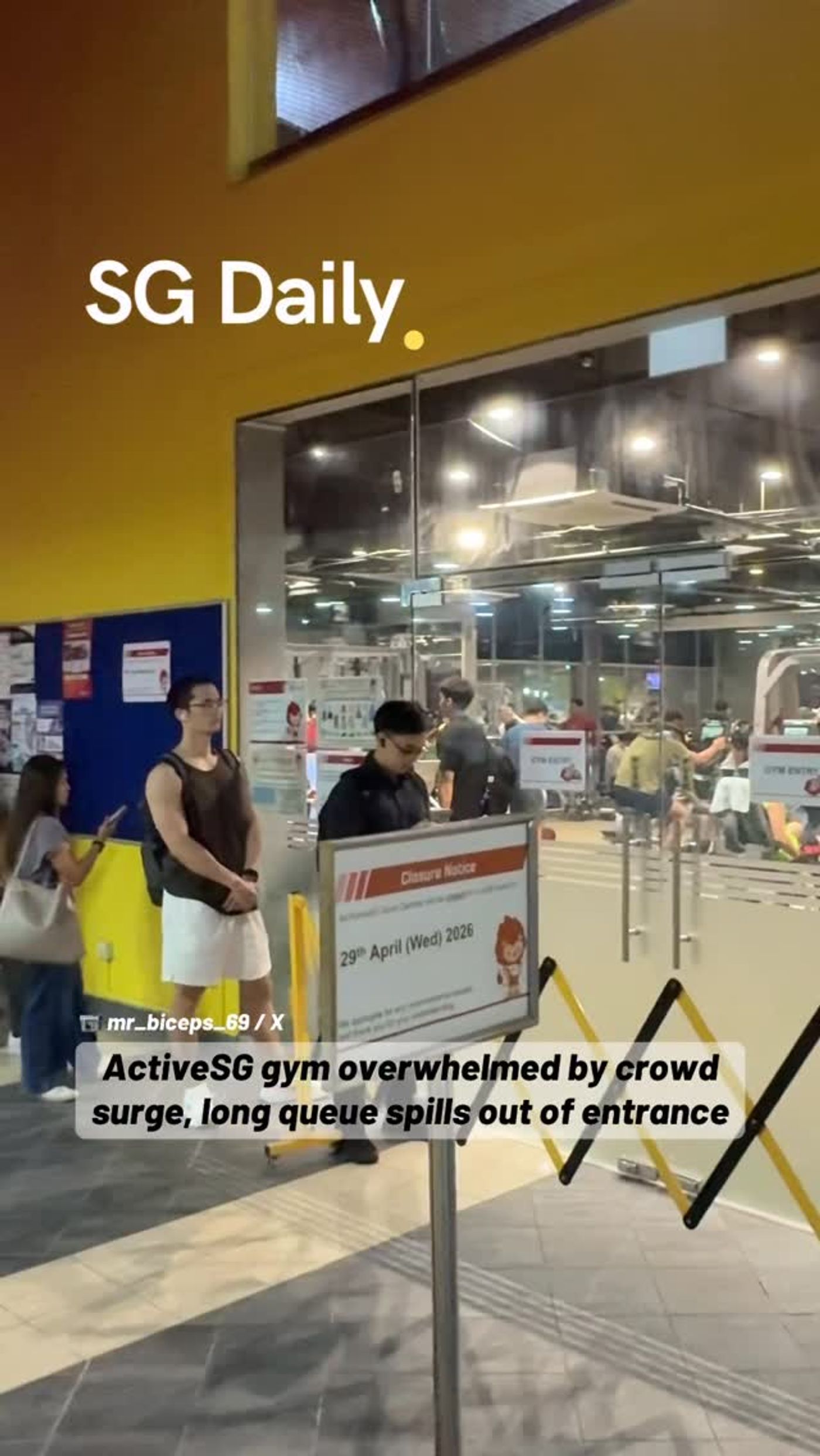 ActiveSG gym overwhelmed by crowd surge as long queue spills out of entrance
