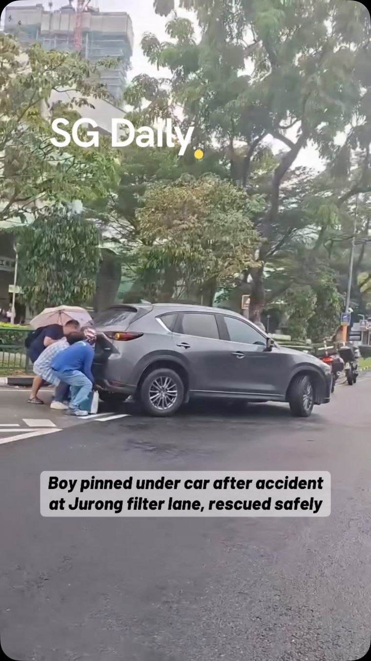Boy pinned under car after accident at Jurong filter lane, rescued safely
