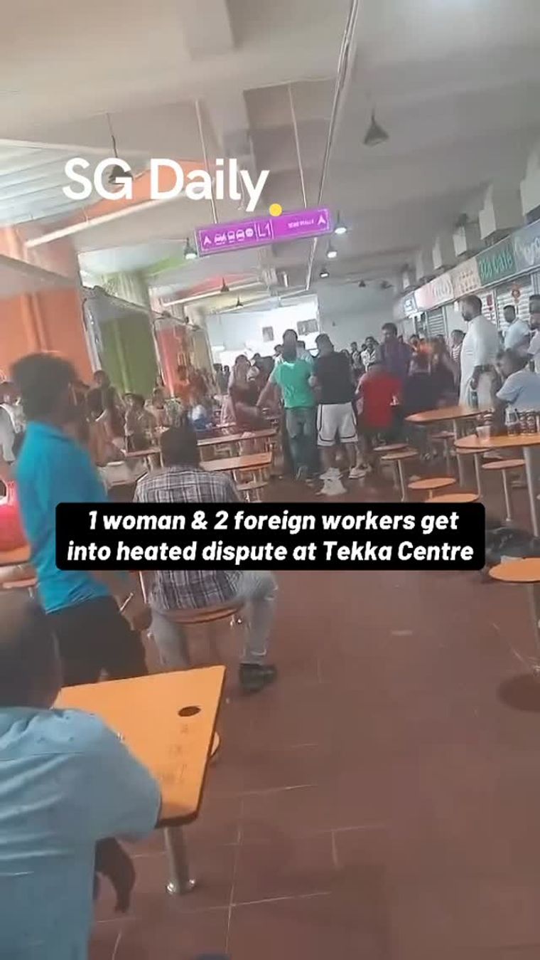 Woman and two foreign workers in heated dispute at Tekka Centre