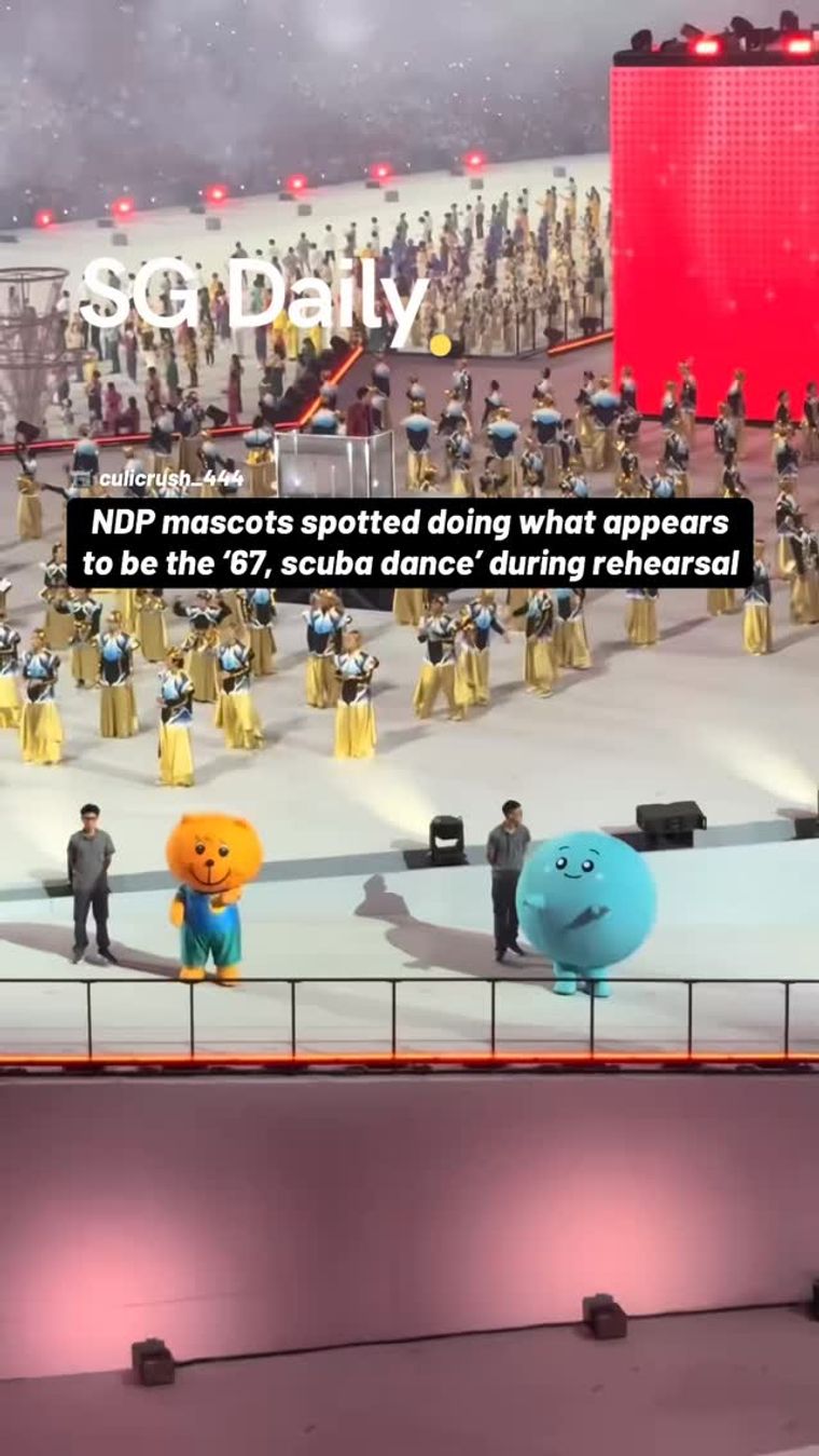 NDP mascots spotted doing what appears to be the '67, scuba dance' during rehearsal