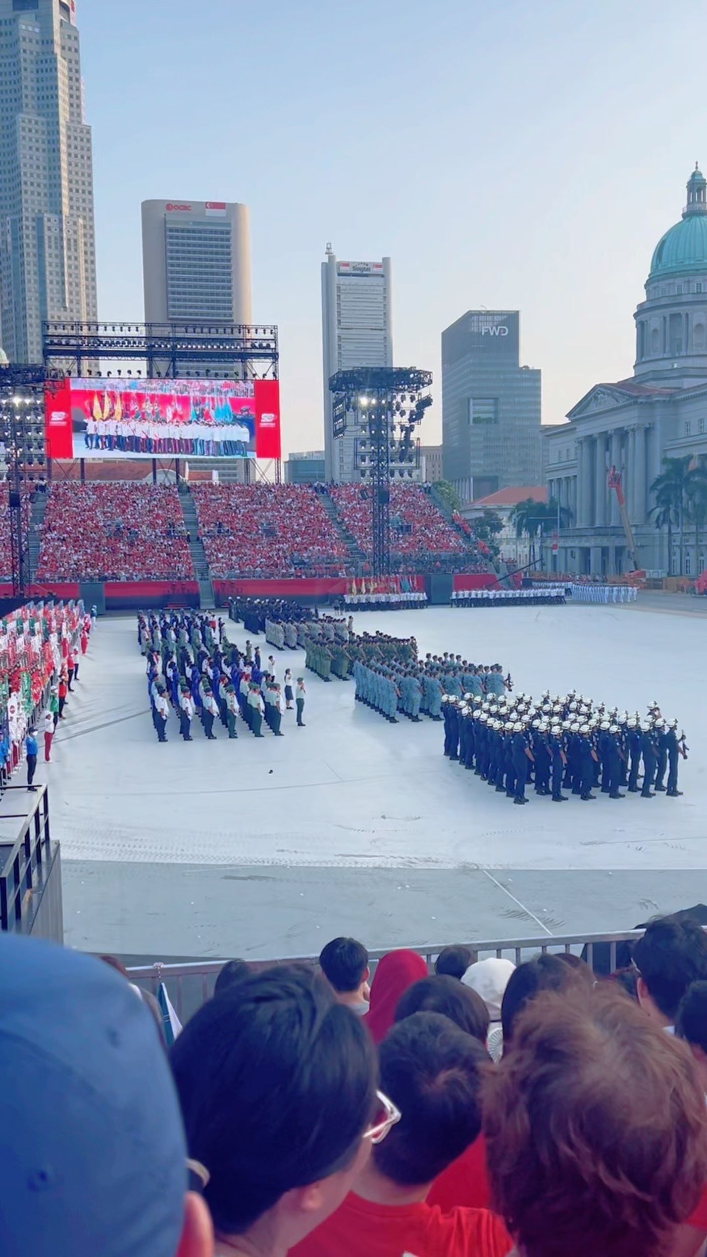 Shoe falls off during marching display at the Padang