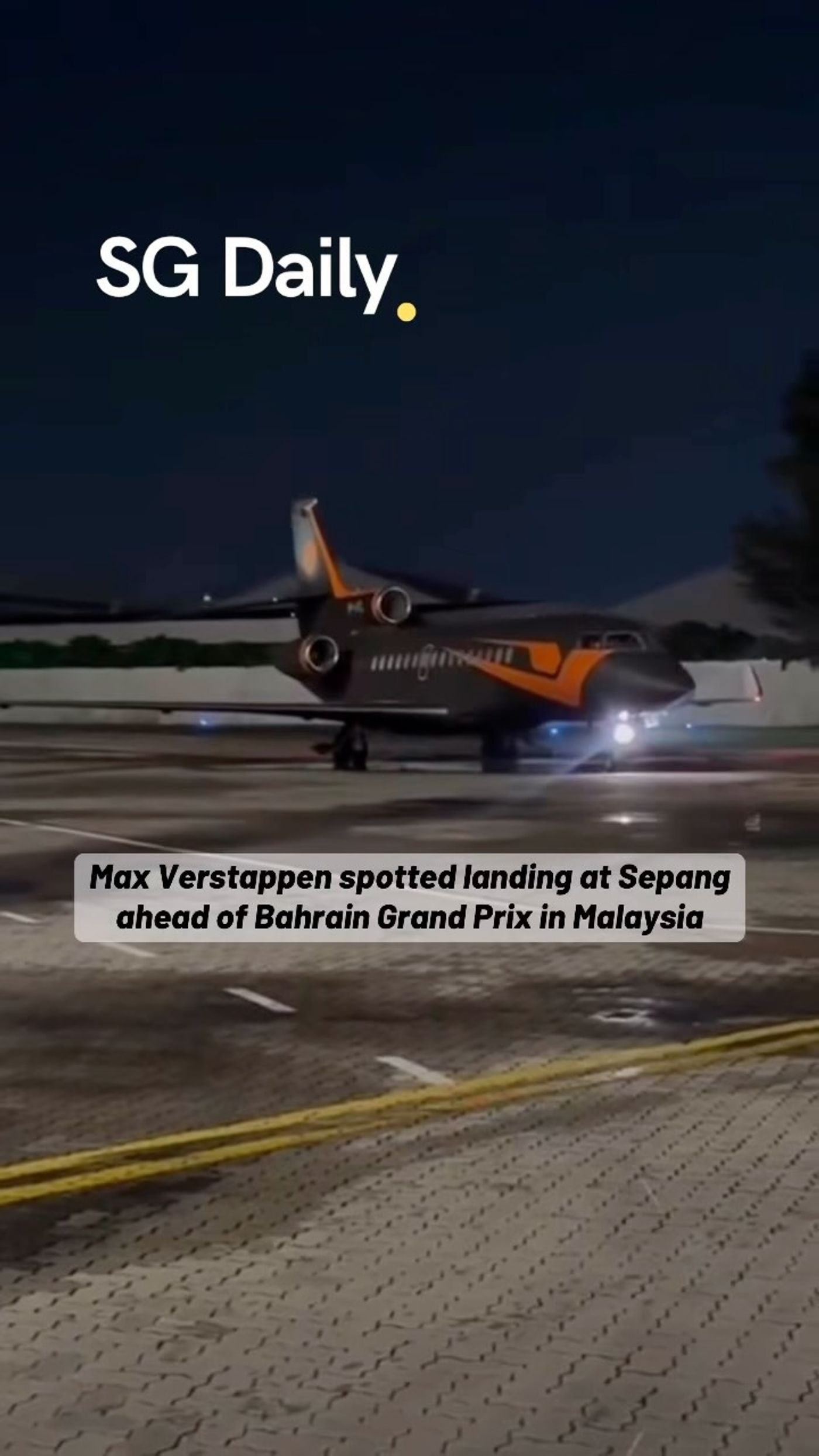 Max Verstappen Spotted Landing at Sepang Ahead of Bahrain Grand Prix in Malaysia