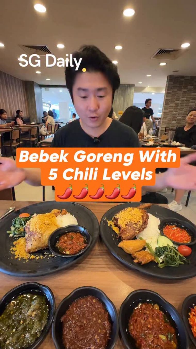 Fried duck and five sambals at Bebek Goreng Pak Ndut