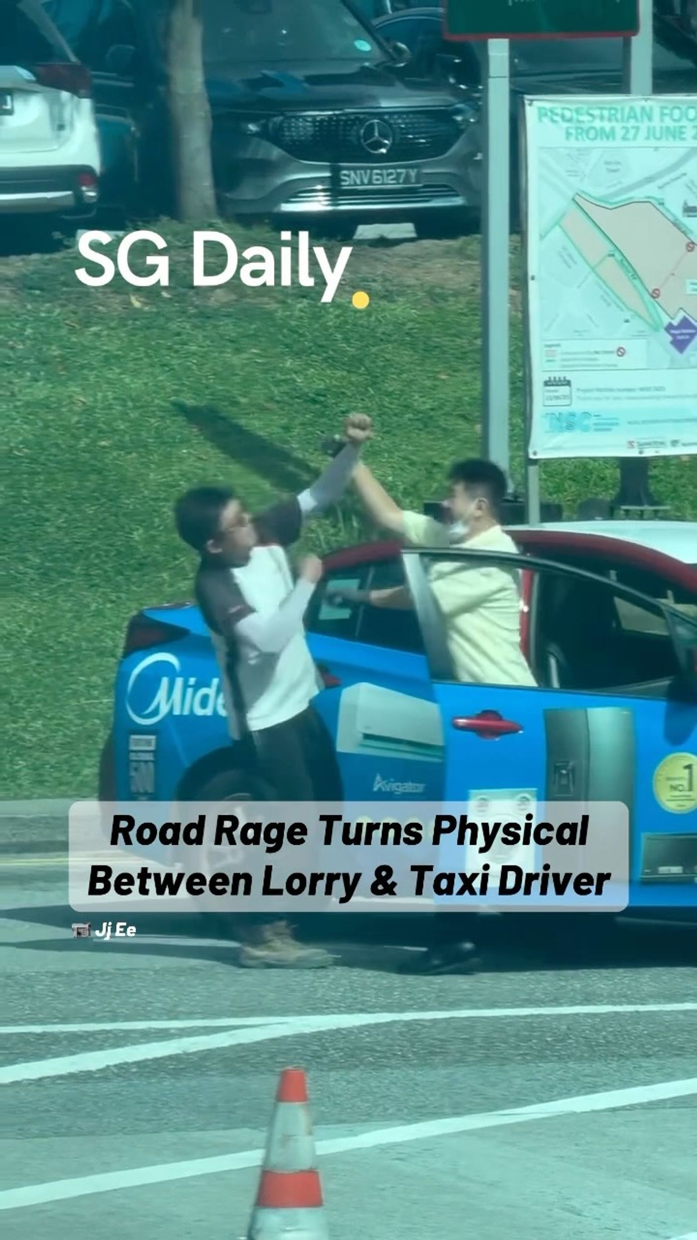 Lorry and taxi drivers exchange blows near Queen Street
