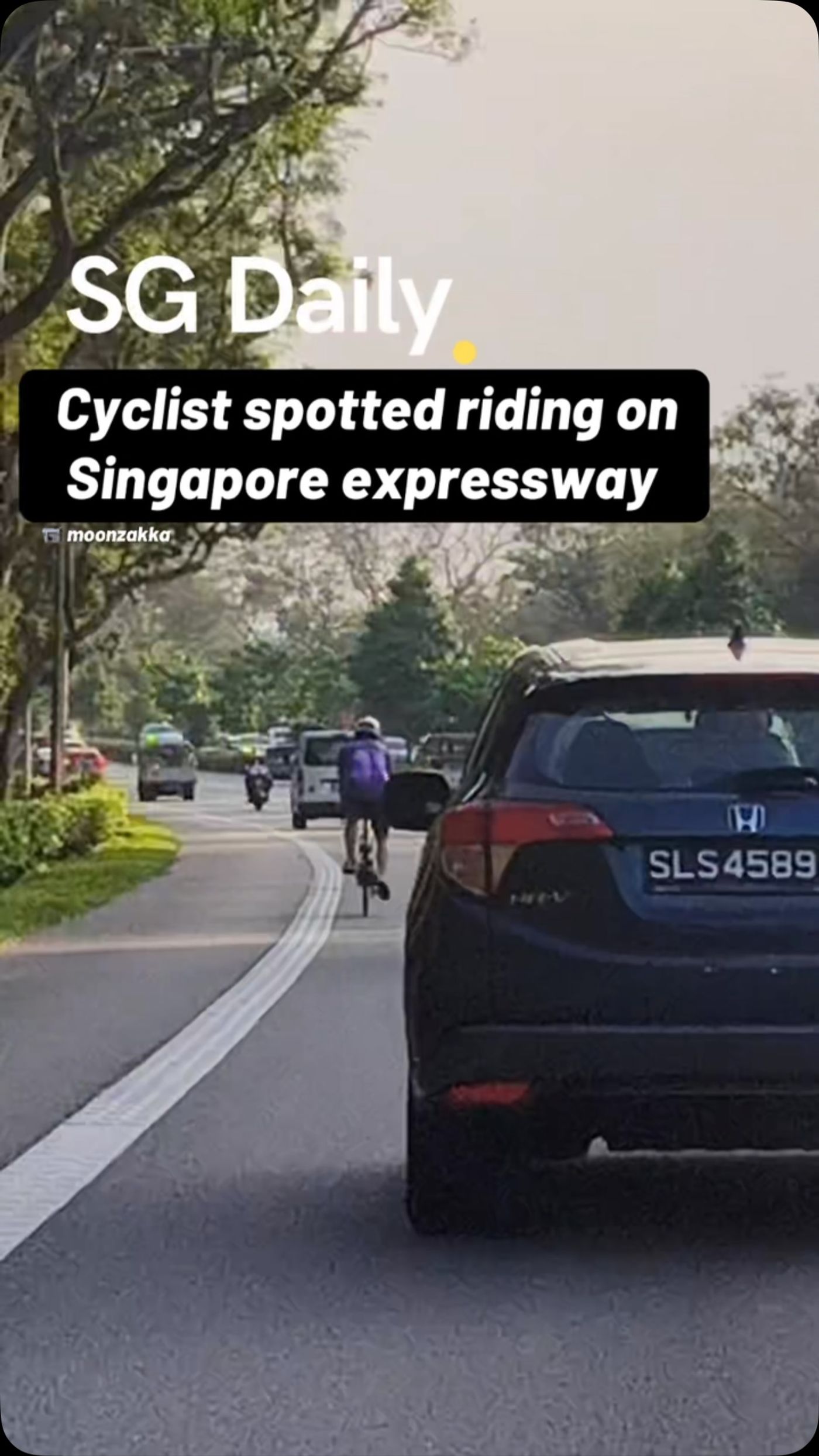 Cyclist spotted riding on SLE near BKE exit